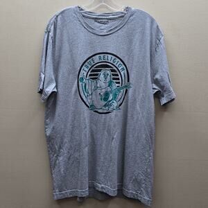 True Religion Men's Short Sleeve T-Shirt Buddha Graphic Print Gray Size XL